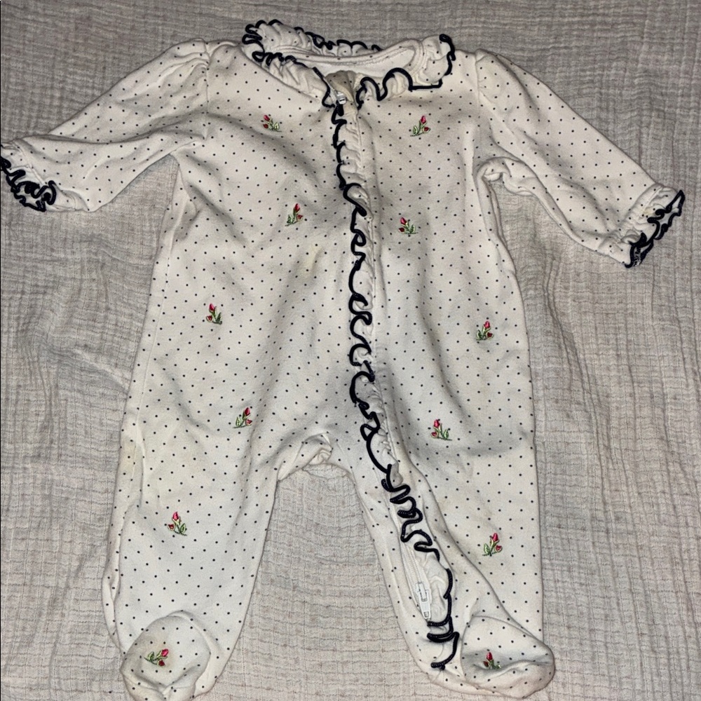 Polka Dot Ruffle Trim Baby One Piece